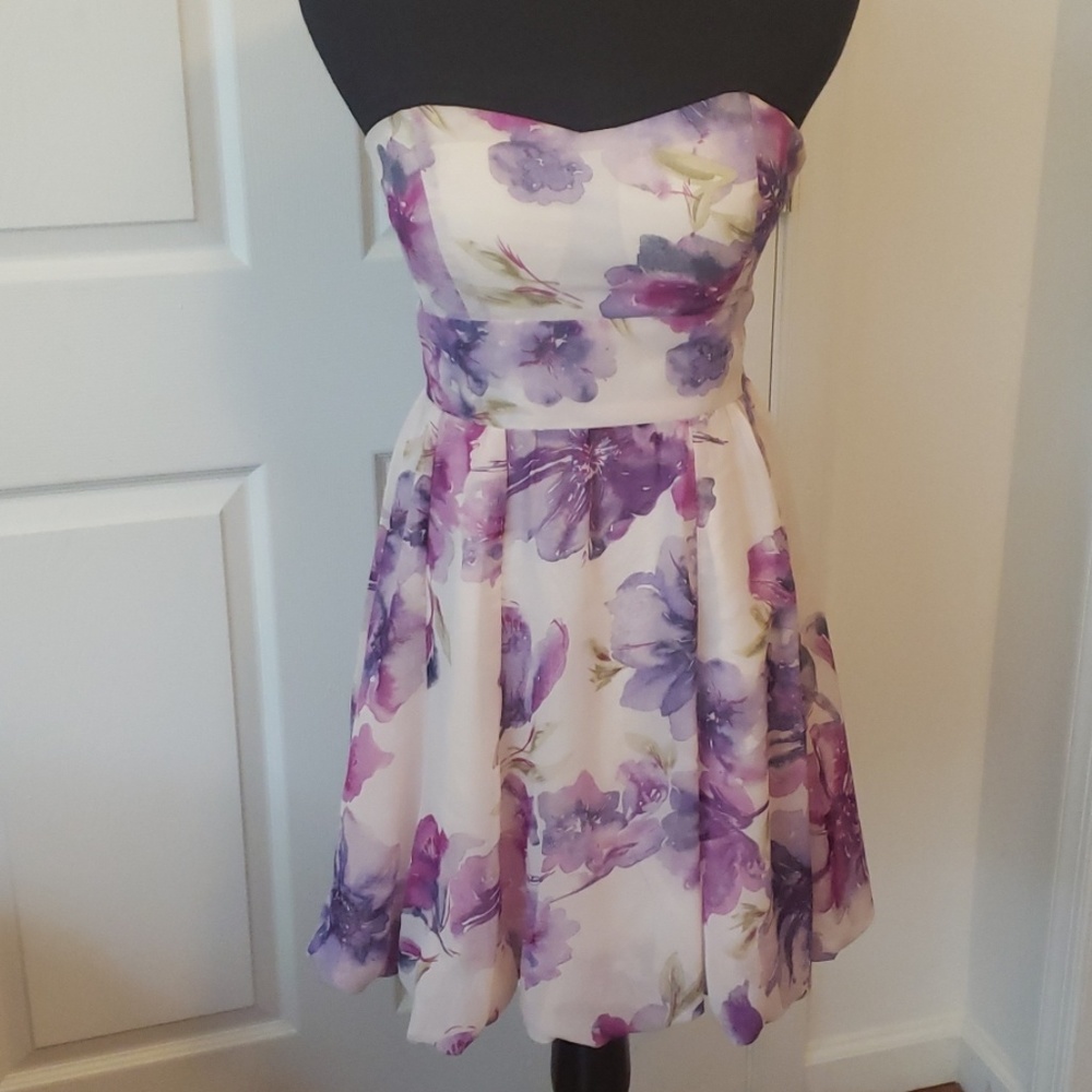 Strapless Floral Dress